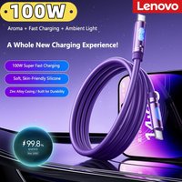 Lenovo Aromatherapy Atmosphere Light Dual Type-C Data Cable Fast Charging For Iphone 16 17 Pro Max Xiaomi Type-c Charging Cable