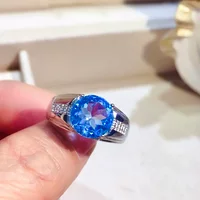 4ct 10mm Natural Topaz Ring for Man Luxury Topaz Silver Ring 925 Silver Man Jewelry November Birthstone