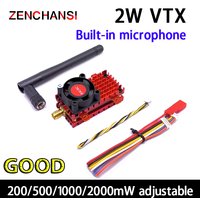 Over 20Km Range 5.8Ghz 2W FPV Wireless Transmitter Video AV Audio Sender Built-in Microphone Heat Sink use for long distance