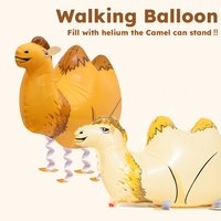 Walking Camel Balloon, Novelty Standing Aluminum Foil Balloons with Rope, Desert Theme Party the Middle East Decoration Gifts