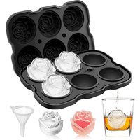 LMETJMA Ice Cube Tray Easy Release Rose Ice Cube Trays With Funnel Silicone Rose Ice Ball Maker for Cocktails Whiskey JT51