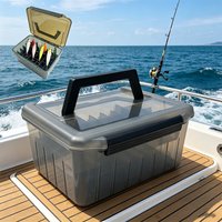 Fishing Tackle Box with Handle, Portable PP Plastic Storage Case for Lures Hooks Weights, 9.3 x 7.1 x 4.3 In(1 PC)