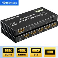 HDMI 2.1 Switch Splitter 120Hz 3/4/5-port HDMI 2.0 or HDMI 2.1 Switcher with remote for PS5 Xbox Series X Apple TV 4K HDMI HDR