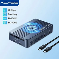 Acasis 40Gbps SSD Enclosure & Dock Dual-Bay RAID|8K 60Hz PD100W|40Gbps NVMe M.2 Compatible with TB3/4 USB 4 Mac/PC Video Editing