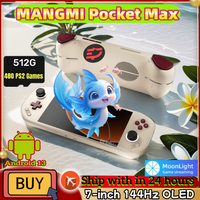 MANGMI Pocket Max 7" 144Hz OLED Handheld Game Console - Snapdragon 865 8GB RAM 128GB ROM 8000mAh Android Gaming Player with Acti