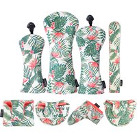 Hawaiian style PU Leather Printing Golf Club Headcover Option Driver Fairway Wood Hybrid Putter Covers