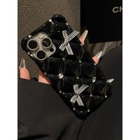 Luxury Glitter Rhinestone Bow Case For iphone 17 Pro Max 16 15 14 13 12 11 16e mini Bling Bling Diamond Protection Cute Cover