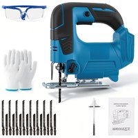 800W Akku-Stichsäge für Makita 18V, Bürstenlose Elektrische Exzentersäge mit LED-Licht, 5 Variable Geschwindigkeiten, ±45 ° Schrägschnittwinkel, 6 Stück T-Schaft-Klingen für Holz, Kunststoff und