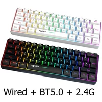 Bluetooth wireless keyboard 2.4G USB Triple RGB keyboards white 60% Computer Backlit ergonomic Tablet key board laptop claviers