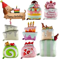New Cake Aluminum Foil Balloon Colorful Fruit Cake Ice Cream Strawberry Cake Roll Birthday Party Decoration