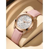 Guess W1065L1 Women Watches Rose Gold Stainless Steel Case Pink Band Quartz Crystal Casual Ladies Wristwatch Fashion Timepiece