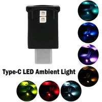 1pcs Type C Led Ambient Light 8 Colors RGB Dynamic Gradient Brightness Adjustable Car Interior Atmosphere Lamp