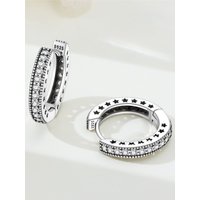 New S925 Sterling Silver Earrings Fashion Versatile Bead Zircon Hoop Earring Jewelry Birthday Party Gift Valentine's Day Gifts