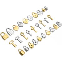 5pcs 16 Style Stainless Steel Heart Key Lock Charms for DIY Necklace Bracelet Accessories Making Couple Pendant Jewelry Finding