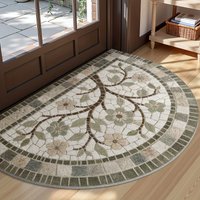 VIKAMA Semicircular Doormat Soft Comfortable Floor Mat Nordic Minimalist Floral Entrance Doormat Home Decoration