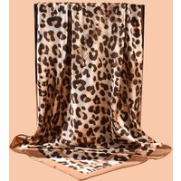 Luxury Leopard Print Female Satin Neck Scarf Square Hair Scarves Foulard Head Band Shawls Wraps Neckerchief Bandana Women 90cm