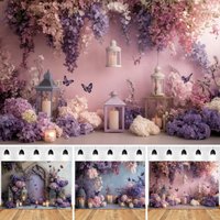 Dreamy Purple Butterfly Photography Backdrop Supplies Wedding Party Decoration Kids Portrait Background Banner Photo Shoot Props