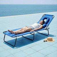 Adjustable Sunbathing Chair Foldable Design Adjustable Recliner Bed Portable Sun Lounger Thickened Steel Pipe for Waterside