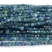 Veemake Natural Kyanite Cube Irregular Green Blue Faceted Small Beads For Jewelry Making Crystal Gemstones 08478
