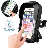 Bicycle Waterproof Phone Holder Stand 360° Rotate Touchscreen Zipper Handlebar Bag Sun Visor Rain Cover Motorbike Scooter Scooty