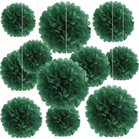 10-Pack Green Paper Flower Balls Set - 3 Sizes DIY Handcraft Decorations for Halloween Christmas Birthdays Weddings Holidays & H