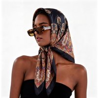 Satin Scarf Luxury Hijab Print Turban Women's Square Headscarf Neckerchief Shawl Bandana Windproof Handkerchief Headband Wraps
