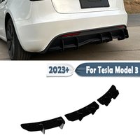Car Rear Bumper Diffuser Spoiler Lip Black Rear Spoiler Shark Fin Body kit Trim Part For Tesla Model 3 2023+ Accessories