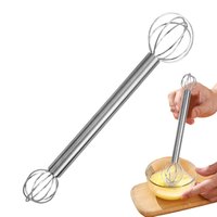 304 Stainless Steel Miso Stirring Stick Household Double-headed Manual Cream Whipper Stirring Spoon Kitchen Cooking Salad Tools