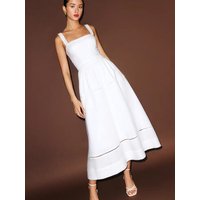 Reformation High Waist A-Line Lace Long Dress Summer White One Shoulder Strapless Gown Linen Fabric Slimming French Style Dress