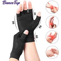 1Pair Copper Arthritis Compression Gloves Fingerless for Carpal Tunnel, Rheumatoid,Tendonitis,Computer Typing,Support for Joints