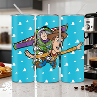 1pc 20oz Toy Story Woody & Buzz Lightyear Stainless Steel Tumbler, Insulated Water Bottle with Straw for Daily Use