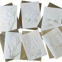 Elegant Floral Embossed Greeting Card Set with Envelopes, 6 Blank Inside Pages for Birthdays, Weddings & Business Invitations