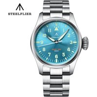 STEELFLIER Official NEW SF740 Quartz Wristwatch Big Crown C3 Luminous VH31 Mute Movement Fashion Business Men Waterproof Watch