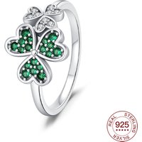 925 Sterling Silver Green & White Clover Ring Hypoallergenic Ring Holiday Blessing Minimalist Lucky Jewelry Gift For Women