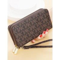 Women Long Wallets Double Zipper Clutches Purse Big Letter Fashion Wristlet Wallet Phone Portfel Damski Card Holder Lady Wallets