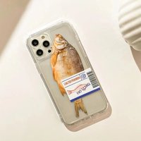 Personalized Design Salted Fish Print Transparent Fine-Hole Phone Case, Suitable for iPhone 17, 16, 15, Plus, Pro, Max Series Phones - Ideal for Gifting