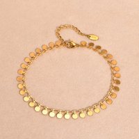 Full-gloss Disc Tassel Anklet for Women Stainless Steel Gold Color Minimalist Anklets Daily Beach Holiday Jewelry New Trend