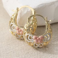 Elegant Carved Flower Hollow Hoop Earrings Exquisite Silver Plated Earrings For Women Holiday Weddings Banquet Jewelry