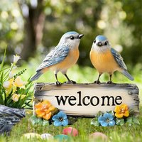 Creative Welcome Sign Stake Spring Bird Lawn Outdoor Flowerpot Decorative Black Cat Stakes 2D Flat for Garden and Yard Ornament