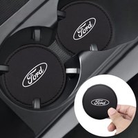 Leather Car Water Cup Coasters Anti-Slip Waterproof Dustproof Cup Pads For Ford Mustang Fiesta Focus Mondeo F150 Ranger sticker