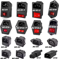 IEC 320 C13 C14 AC Inlet Power Plug Socket 250V 10A Fuse Red Lamp Rocker Switch Rewirable 3Pin Electrical Male Female Connector