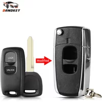 Dandkey For MAZDA 2 3 6 626 323 MAZ24 Key Replacement Modified Folding Flip Car Key Shell Cover Case 2 Buttons Fob Uncut Blade