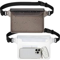 Waterproof Phone Pouch with Adjustable Waist Strap Triple Zipper Roll-Top Dry Bag Keep Dry for Beach Swimming Kayaking Boating F