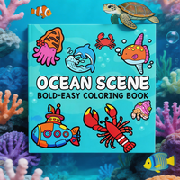 Drawing Book with Ocean Themed Patterns, Ocean Animal Coloring Drawing Book,Clear Lines and Exquisite Patterns