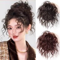 Synthetic Curly Hair Bun Wavy Curly Hair Bun with Rubber Band Fluffy Hairpiece for Women Daily Party Use, High Temperature Fiber