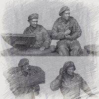 1/35 resin soldier model GK - British WWII tank crew (4 people) - unassembled and unpainted DIY kit - 1391R