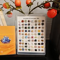 80 Natural Minerals + 100 Guide Book, Crystal Agate Chalcedony Fluorite Tiger Eye, Home Decor & Holiday Gift