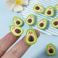 10pcs Korean Cute Green Avocado Charms Resin Pendant Jewelry Making for Earring Hair Accessories Lovely Patch DIY Gifts