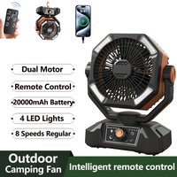 20000mAh Battery Camping Fan with 4 LED Lantern 8 Speeds Desk Fan Portable Outdoor Fan for Outdoor Camping Tent and Fishing image 4