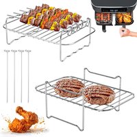 Rectangle Air Fryer Accessories Stainless Steel Airfryer Grill Rack for Ninja Dual Zone 3.7-5.8Qt Basket Oven Baking Holder